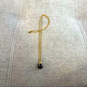 Avon Purple Egg Gold Tone with Rhinestones Necklace 30”